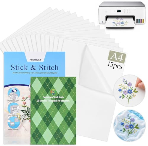 15pcs A4(29.7x21cm) Stabilisateur de Broderie Hydrosoluble Papier à Broder