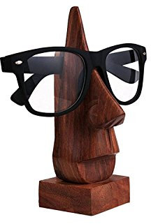 IndiaBigShop Brillenhalter Holz Brillen Spec Ständer Halter mit Nase Form Design Display Stand Home Decor