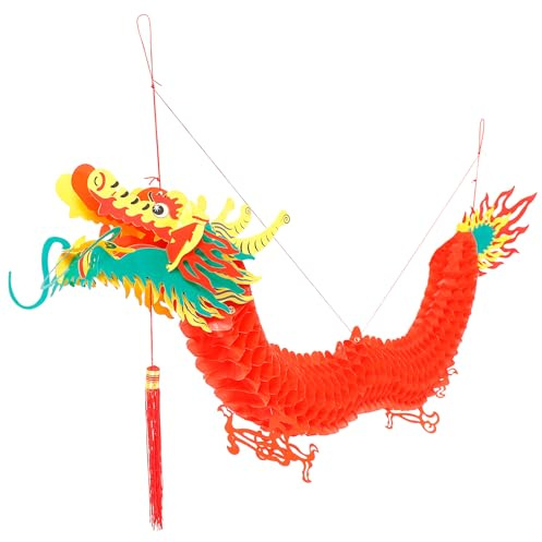 Amosfun Lanterne Cinesi Di Plastica 1,5M Per Decorazioni Di Capodanno, Drago Cinese Tradizionale, Ornamenti Sospesi Per Festival Di Primavera, Feste, Casa, Ristorante, Chinatown