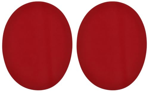 celloexpress Red Faux Suede Elbow Patches Iron-On (5 Pairs) | 140mm x 110mm Oval Patch for Knees Repair Jacket Jumper DIY Clothing