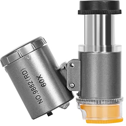 JUIYU Kit de Accesorios para microscopios Microscopio portátil 60x Mini Microscope Magnifier LED Luz Portaobjetos de microscopio (Color : Grey-A)