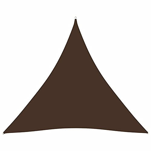 Mogou Sun sail, privacy screen, balcony, sun protection, sun protection awning, rain protection balcony, side awning, privacy screen terrace, Oxford fabric triangular 4 x 4 x 4 m, brown