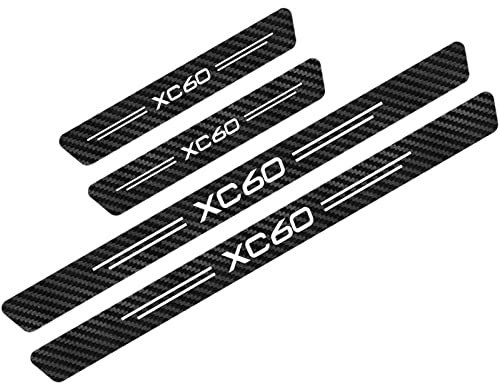 Symilov 4 Piezas Pegatinas de Protector de Umbral de Puerta de Fibra de Carbon de Coche para Vo-lvo XC40 XC60 XC70 XC90 S60 S80 S90, Accesorios de Decoración para Estribos de Coche, XC60