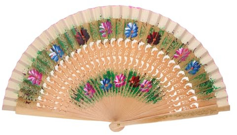 SueaLe Ventaglio pieghevole spagnolo vintage per le donne doppio lato pittura fiore zingaro ventilatore a mano in legno per danza festival decorazione Dipinto a mano fan spagnoli elegante modello
