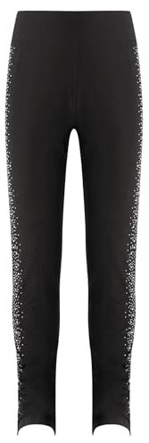 Yeahdor Kinder Mädchen Eiskunstlauf Leggings Trainingshose Mit Strass Eiskunstlauf Hose Strumpfhose Gymnastik Turnen A Schwarz 158-164