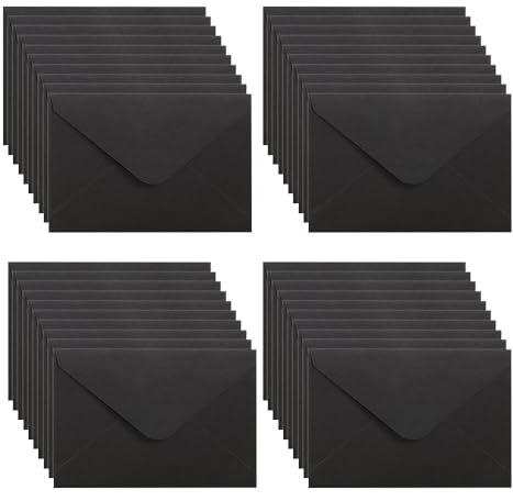 WYAN Mini umschläge-40 Stück 15 * 10cm Schwarz Kraftpapier Umschläge,Klassischer Umschlag spiegeln,für Geschenkkarte Hochzeit,Geburtstag Party Supplies(Karte und Kleber nicht enthalten)