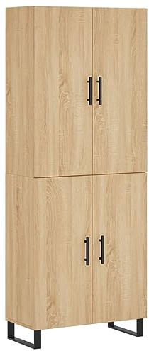 vidaXL Aparador Alto, Armario Auxiliar de Almacenaje, Aparador Cómoda, Mueble Aparador de Salón Oficina, Madera Contrachapada Color Roble
