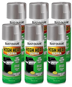 Rust-Oleum 270201 High Heat Ultra Spray Paint, 12 oz, Silver, 6 Pack