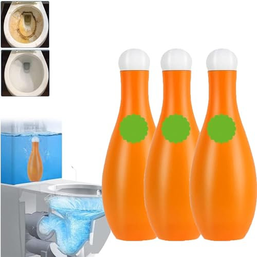 Bowling Blue Bubble - Limpiador automático de inodoro de larga duración en botella, limpiador de inodoro de burbujas azules, elimina manchas y olores (3 piezas)
