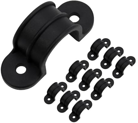 Mewutal 10pcs 1 Inch PVC Pipe Straps U Shape Plastic Conduit Pipe Strap Clamps 2 Holes Pipe Clips Black Conduit Clips for Pipe Tube Cables (25mm)