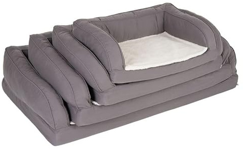 ZOOPLUS Divano ortopedico per cani, letto per cani, materasso in memory foam, rivestimento avvolgente, bordo alto, con imbottitura in peluche (M - L 90 x L 60 x H 30 cm)