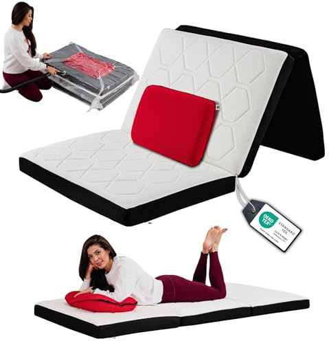 Nemuri Schlafset für Camping, Reise und Gäste. Gästebett, Klappmatratze, Klappbett, Camping Matratze, Faltmatratze 100x200, Gästematratze, Campingmatratze, Klappmatratze 100x200