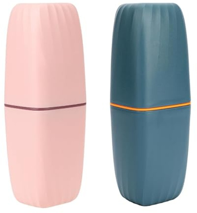 Tasse de Brosse à Dents de Voyage,2 Pièces Le Voyage Quotidien Boîte de Brosse à Dents Portable,Boîte de Rangement Compacte pour Camping, École, Voyages