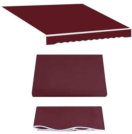 Markisen-Ersatzstoffe Wasserabweisend Markisestoff Markisenbespannung Ersatzstoff mit Volant Markisevo Markisen Ersatzstoff Gestänge Nicht enthalten,Rot,(6.6x5ft) 2x1.5m