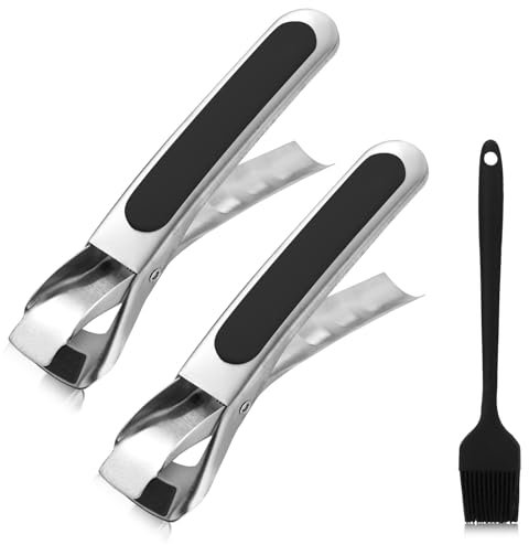 FULHANY 2 Pezzi Pinze Per Friggitrice Ad Aria - Pinza Per Teglie Forno - Pinza Per Teglie - Adatto Per Piastre, Friggitrici Ad Aria Calda, Forni, Padelle, Con Spazzola In Silicone (Nero)