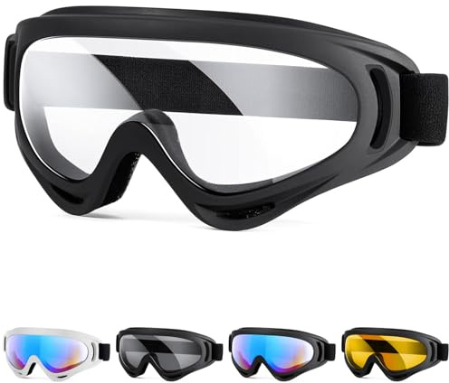 Gizmolet Skidsnowboard, glasögon, UV400 skyddsglasögon, motocrossglasögon, hjälmkompatibla, anti-dimma skidglasögon, sportglasögon för skidåkning, skridskoåkning, motorcykel, cykling, transparent med