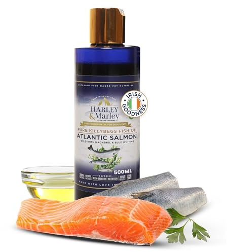 Harley & Marley Finest Atlantic Salmon Oil for Dogs & Cats | Pure Irish Fish Oil Supplement with Omega 3, 6 & 9 | Natural Ingredients for Healthy Skin, Coat, Joints & Heart Support | 500ml