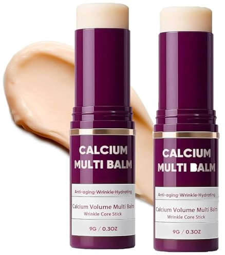 Cemenrete Calcium Multi Balm - Soin Correcteur Anti-Âge pour Affaissement et Rides, Stick Réparateur au Collagène à Hydratation Intensive, Raffermissant pour Visage, Cou et Contour des Yeux (2PCS)