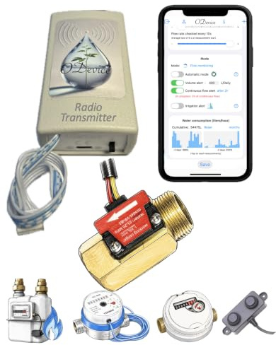 Kits Conectados para Contadores de Agua por Impulsos, Caudalímetro WiFi Lora –ODevice– Telelectura,Alertas de Fugas, Volumen, Nivel de Depósito – Riego, Medición de Distancia,Detección, Piscina