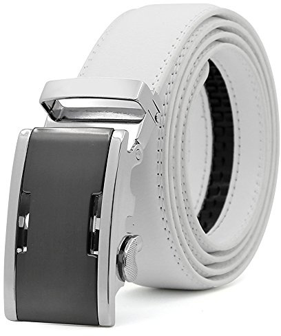 3ZHIYI Cintura da Uomo in Pelle con Fibbia Automatica Sistema a Scorrimento 35mm bianco 02