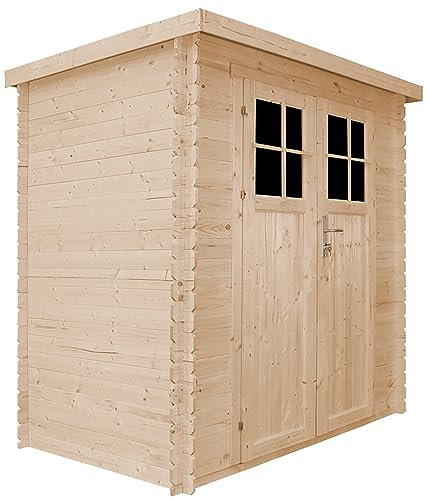 Holzhaus Gartenhaus mit hochwertige abschließbare Tür - Gartenschuppen Holz B239xL142xH200 cm/ 2,63 m2 Lagerschuppen für Garten - Fahrrad Schuppen - Wasserfestes Dach- TIMBELA M310F