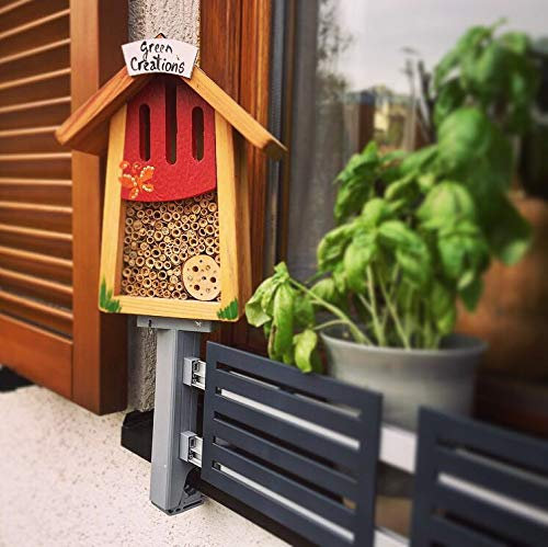 masu Insektenhotel für masu Basisset Blumenkastenhalterung inklusive Zubehör-Adapter, montiert auf Steher von masu Basisset