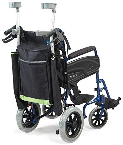 NRS Reflective Wheelchair Scooter Walking Stick/Crutch Bag, Black and Green