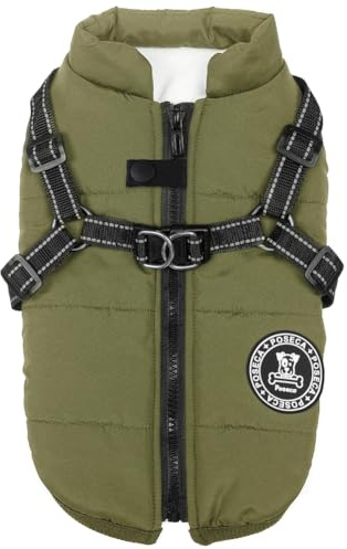 Poseca Dog Coat with Harness,Dog Coats Waterproof,Small Dog Harness Jacket,Puppy Winter Fleece Jackets,Winter Waterproof Coat with Reflective Harness and Zipper for Small Medium Large Dogs