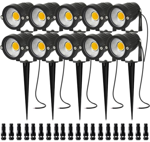 AHSELLUS MELKESDE lågspänning landskapsbelysning för utomhusbruk, LED-trädgårdsstrålkastare, 5 W, 500 lm, 12 V, 24 V, IP66, vattentät, landskapsbelysning, varma vita väggar, träd, flaggor,