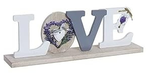 SCOBUTY Cartel Sobremesa Decoración de Pared Pintura Romántico contemporáneo Love Lavanda Madera 34l x 7an cm Sala De Estar