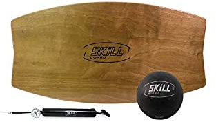 The Skill Board Mini - Holz Balance Board - Balance Trainer in Reisegröße für alle Sportarten, Fitnessstudio, Stehpult oder Hofspiele - inkl. Fitnessball, Ballpumpe