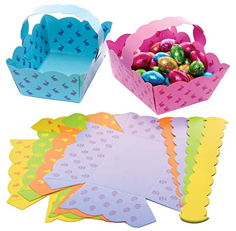 Baker Ross FX545 Easter Baskets Value Pack - Pack of 30, Make Your Own Easter Egg Hunt Baskets for Kids