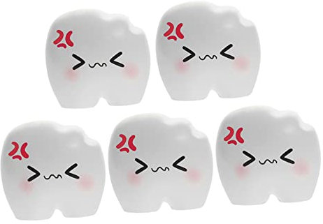 Toyvian 5stücke Mini-harzzahn Modell Für DIY Handwerkszubehör Kreatives Dekoratives Ornament Winziger Cartoon Zahndekor Für Miniatur-landschaftsdekorationen