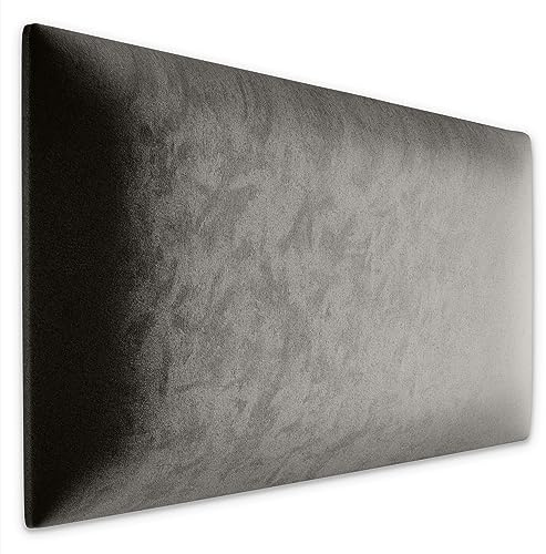 Muralo Cuscino da parete in velluto, per camera da letto, soggiorno, letto, camera da letto, camera da letto, letto, cuscino lombare, moderno di lusso, imbottito, pannello (grigio, 60 cm x 40 cm)