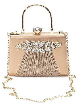 CORIOS Sac de Soirée en Strass pour Femme Paillettes Embrayage Sacs à Main D'épaule de Mariée Diamond Pochette Portefeuille Élégant Mariage Cocktail Fête Ceremonie Sacs Fourre-Tout Rose Or