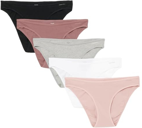Calvin Klein Braguitas Tipo Bikini Mujer Pack de 5 Ropa Interior, Multicolor (Blk/Vintge Pink/Subdd/White/Gry Htr), M