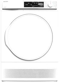 Sharp KD-NCA8S7PW91-DE Kondenstrockner Frontlader, 8 kg, 15 Trockenprogramme inkl. 12-Minuten-Schnelltrocken, Schontrommel, LED-Innenbeleuchtung, Kindersicherung, Weiß