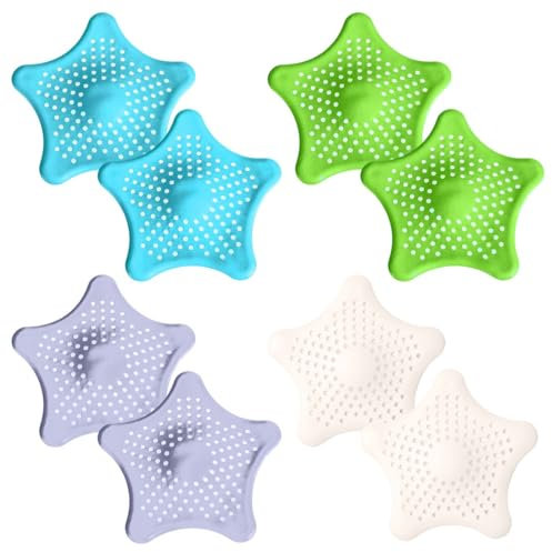 EAVUYIS Abflusssieb Silikon, 8 Stück Abflusssieb Dusche, Duschsieb mit Haarfänger, Haarsieb Dusche, Abfluss Sieb Sink Strainer für Dusche, Waschbecken, Badewanne und Küche