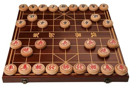 Chinesisches Schachspiel-Set, tragbares Xiangqi aus Buchenholz mit faltbarem Holzbrett, Tisch-Strategiespiel for 2 Spieler, for Teenager, Erwachsene und Familien(Size:3.8cm/1.5in)