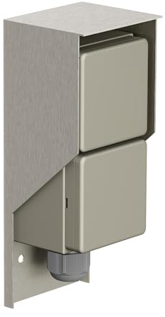 ledscom.de Aufputz Steckdose PIWI für außen, IP44, 2-fach, edelstahl, senkrecht