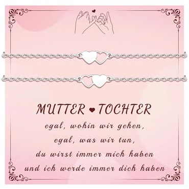 BOCHOI 3 Stück Mutter Tochter Armband Herz Geschenk für Mutter und Tochter Geburtstag Mädchen Geburtstags Geschenk Weihnachten Einschulung Geschenke Schulkind Abschluss Mädchen Armband Freundschaft