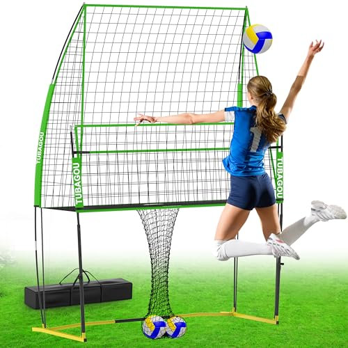 TUBAGOU (8 X 11 FT) Volleyball Training Equipment Net Volleyball Spike Trainer for Indoor and Outdoor Volleyball Practice Net Station, Perfect for Team or Solo Training, Home Volleyball Net