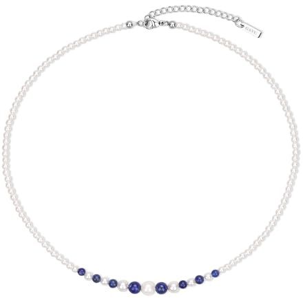 GAVU Collana Filo di Perle da Donna, Collana Lapislazzuli da Donna con Perle di Conchiglia