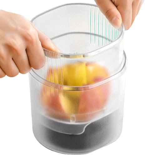 Affettatrice manuale per frutta | Affettatrice manuale in acciaio inox | Design a strisce antiscivolo per affettare ananas, fragola, banana, frutta del drago e mango