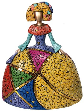 CAPRILO Figura Decorativa de Resina Multicolor Menina Adornos y Esculturas. Regalos Originales. Decoración Hogar. 26 x 13,50 x 28 cm.