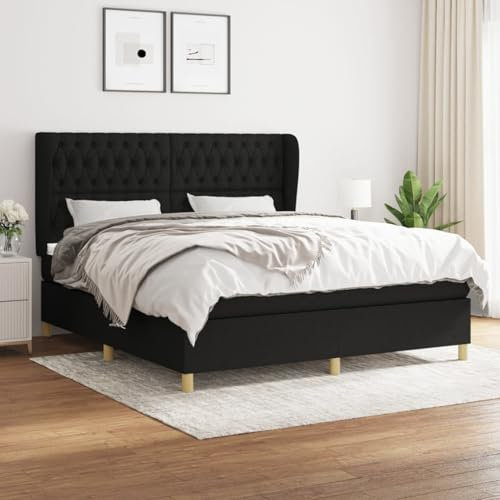 Sufrk Boxspringbett mit Matratze Schwarz 180x200 cm Bett Mit Matratze Boxspringbett Matratze Betten Boxspringbett Stoff - 3128783