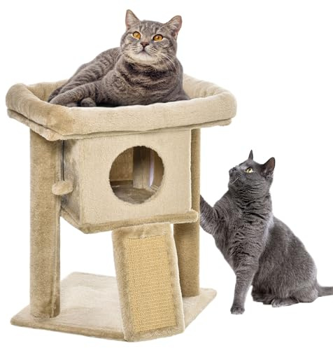 PawHut Árbol Rascador para Gatos Pequeños 57 cm Cueva Cama Café