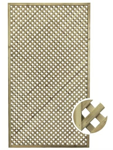 Pannello Grigliato paravista Clara 100x180 cm in Legno di Conifera Naturale Impregnato in Autoclave – Maglia Diagonale 2x2 cm