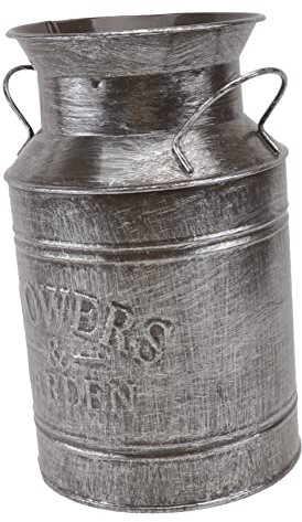 Alipis Retro Iron Sheet Bucket Flower Arranging Bucket Silver European Style Vase Old Treatment Decorative Flower for Home Garden