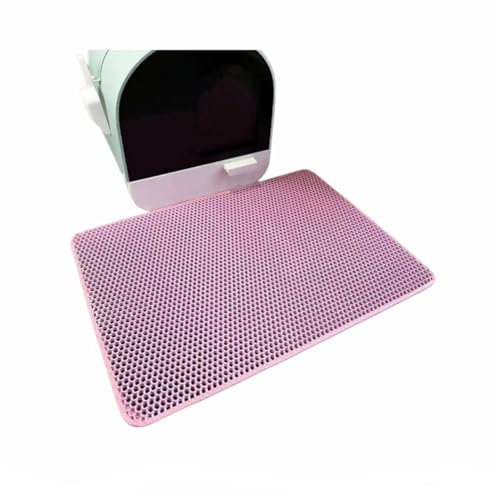 RUILBJM Tappetino Gatto Tappetino Per Lettiera Mat Gatti Grandi Fori Impermeabile Doppio Strato Cat Litter Mat Lettiera Gatto A Nido D'Ape Gattino Semplice Colore Unito Pet Rug (Rosa,40x60 cm)